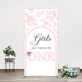 Aperturee - Aperturee Pink Girls Just Wanna Be One Birthday Rectangle Backdrop